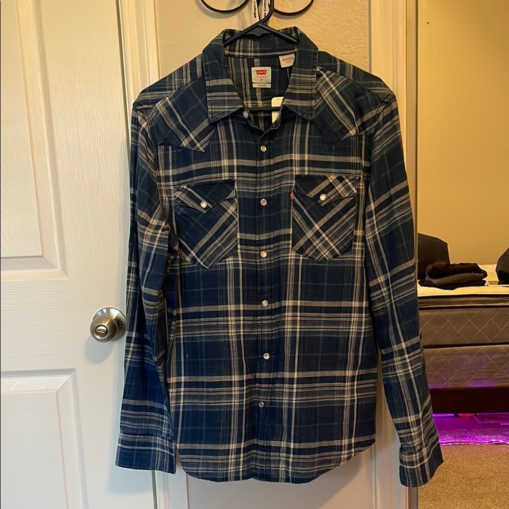 Levi's Navy Plaid Shirt